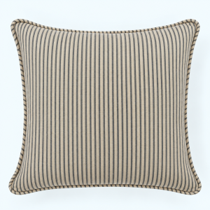 Grey Ticking Stripe Cushion with Orange Reverse – 50cm x 50cm