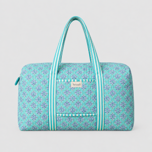 Indian Block Print Cotton Weekend Bag – Blue