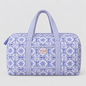 Indian Block Print Cotton Weekend Bag – Mauve Geometric