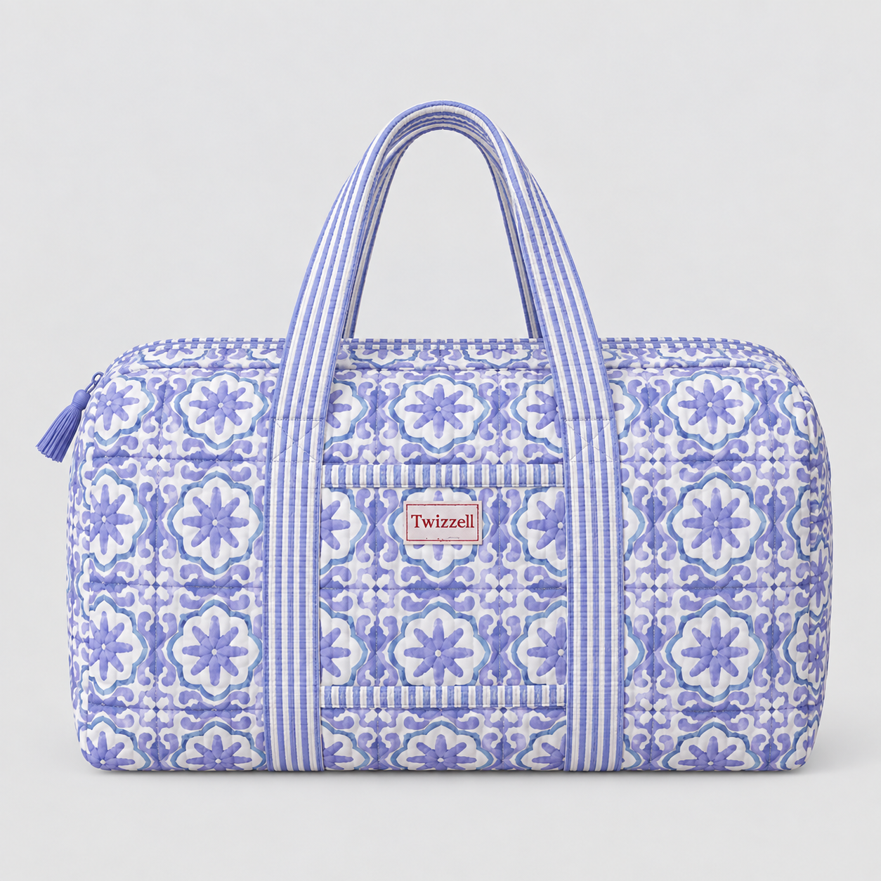 Indian Block Print Cotton Weekend Bag – Mauve Geometric