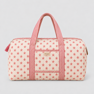 Indian Block Print Cotton Weekend Bag – Pink Stars