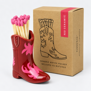 Paddywax Cowboy Boot Ceramic Match Holder