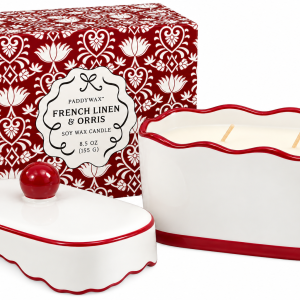 Cherie Ceramic Dish Candle- Red- French Linen & Orris