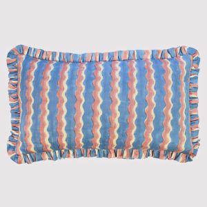 Yonder Small Quilted Frill Cushion – Blueberry – 55 cm x36 cm