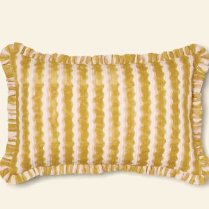 Yonder Medium Quilted Frill Cushion – Honey – 60cm x 40cm