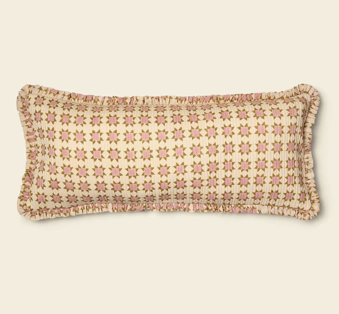Yonder Large Quilted Frill Cushion – Prairie Honey – 95cm x 40cm PRE ORDER